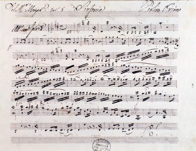 Page de la partition pour le premier violon de la Symphonie n. 7, par Mozart - Unknown artist