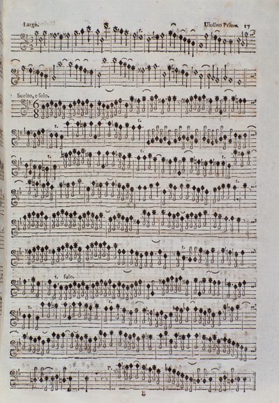 Page de partition pour le violon dans Sinfonia da chiesa e due violini par Francesco Manfredini - Unknown artist
