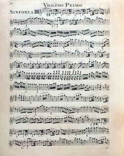Page de partition pour violon de la symphonie n. 3 par Christian Cannabich - Unknown artist
