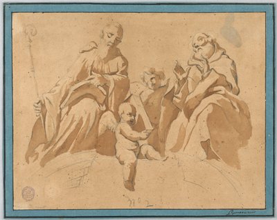 Esquisse pour une peinture murale : Deux moines saints - Unknown artist