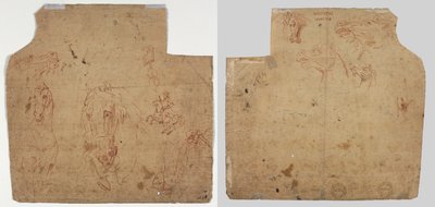 Croquis de chevaux et cavaliers (recto); Croquis de chevaux (verso) - Unknown artist