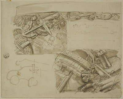 Croquis de divers objets, y compris une ancre - Unknown artist