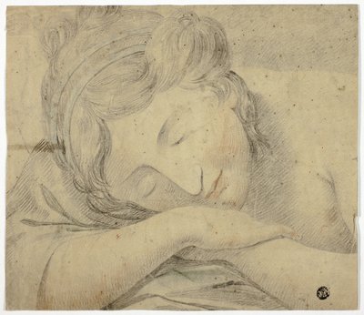 Femme endormie avec la tête sur les bras - Unknown artist