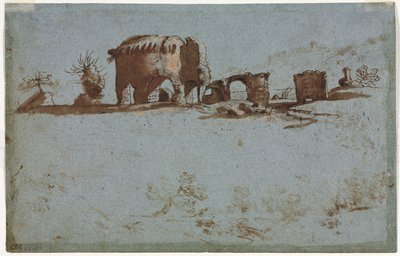 Petit groupe de ruines romaines (verso) - Unknown artist