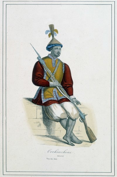 Soldat en armure cochinchinoise - dans « Les différents peuples de la terre » par Abbé Paul Jonhanneaud, Librairie des Bons livres - Unknown artist