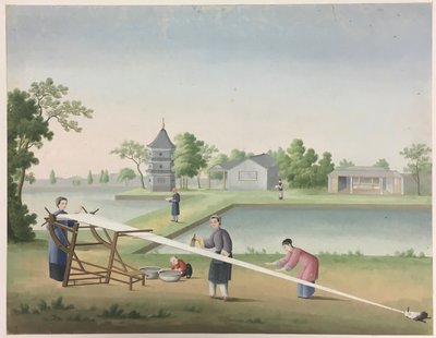 Filage du tissu, préparation des feuilles de thé, préparation de la soie - Unknown artist