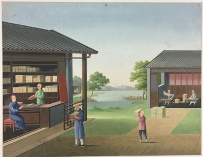 Filage du tissu, préparation des feuilles de thé, préparation de la soie - Unknown artist