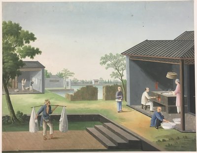 Filage du tissu, préparation des feuilles de thé, préparation de la soie - Unknown artist