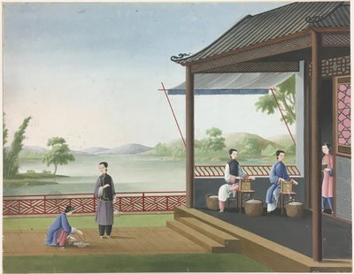 Filage du tissu, préparation des feuilles de thé, préparation de la soie - Unknown artist