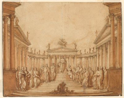 Décor de scène, Apollon avec des hommes célèbres et des muses - Unknown artist