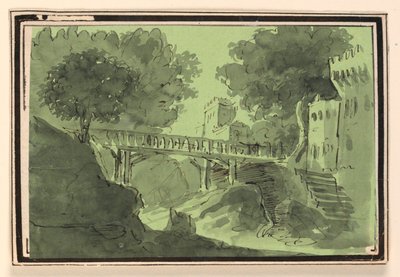 Décor de scène, pont traversant l