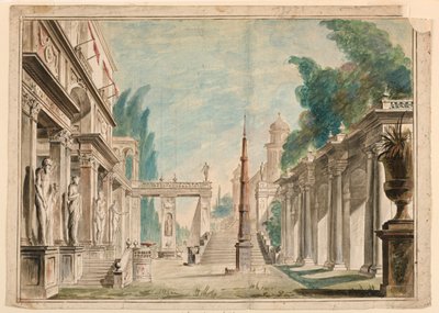 Décor de scène, Bâtiment jouxtant le décor du parc - Unknown artist