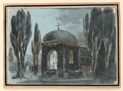 Décor de scène, chapelle dans le cimetière de l