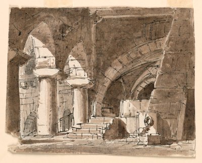 Décor de scène, cour dans un château - Unknown artist