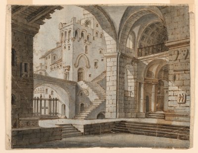 Décor de scène : Cour dans un château gothique - Unknown artist