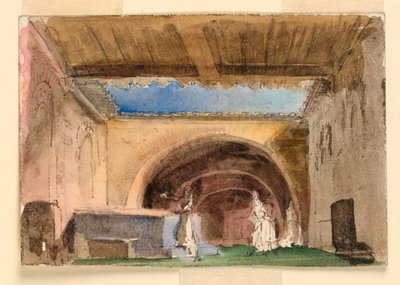 Décor de scène, intérieur de maison et cour - Unknown artist
