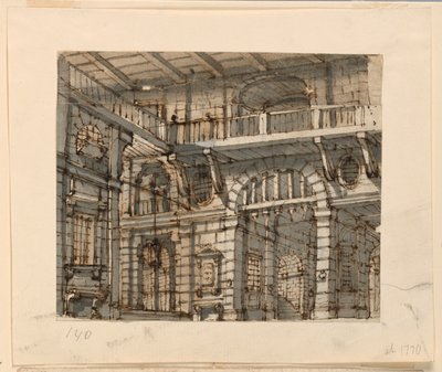 Décor de scène, intérieur de la cour de la prison - Unknown artist