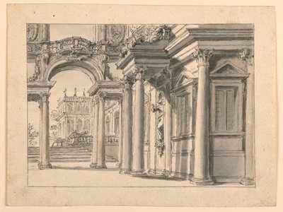 Décor de scène : Architecture de jardin de palais - Unknown artist