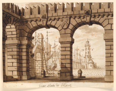 Conception de scène, port maritime - Unknown artist