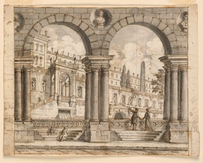 Décor de scène, rue et palais - Unknown artist