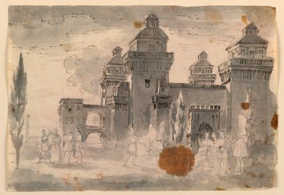Décor de scène, vue du château - Unknown artist
