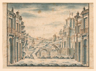 Décor de scène, vue de la ville - Unknown artist