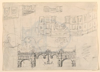 Décor de scène : une place de ville - Unknown artist