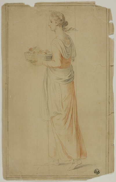 Fille debout tenant un panier - Unknown artist