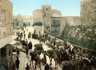 Rue de la Tour de David, le Bazar. Jérusalem. Photochrome entre 1890-1900. - Unknown artist