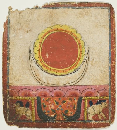 Soleil, lune et lotus sur le trône du lion, extrait d