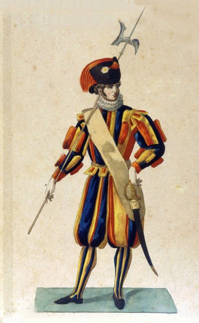 Garde suisse de la Cité du Vatican en petite tenue. - Unknown artist