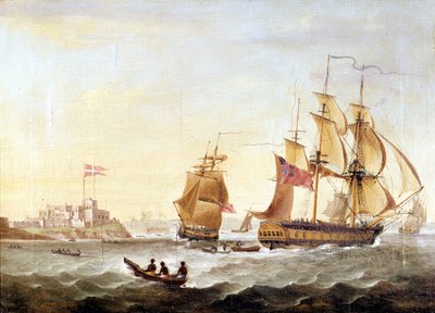 La base danoise de Christianborg construite en 1659 le long de la côte de Guinée, centre du trafic négrier. - Unknown artist