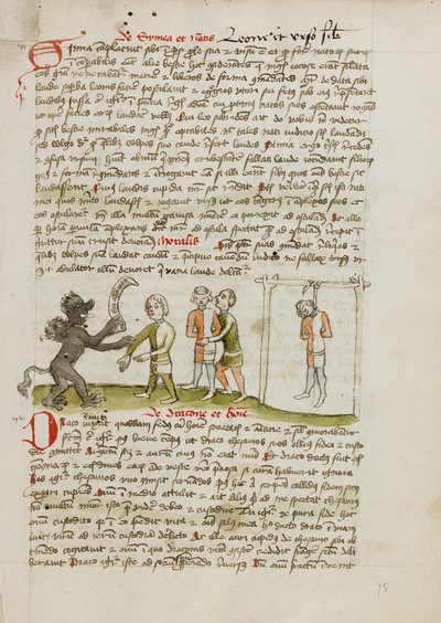 Le diable avec un homme portant un bandeau ; l