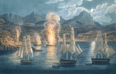 Les Anglais détruisant des navires français dans la baie de Sagone, Corse, le 30 avril 1811 - Unknown artist