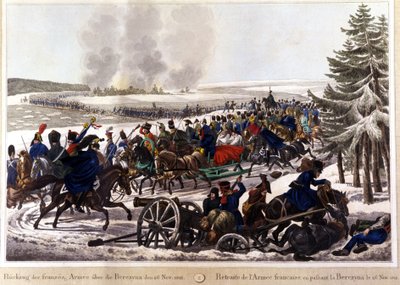 Les troupes françaises se retirent en passant la Bérézina le 26/11/1812 - Unknown artist
