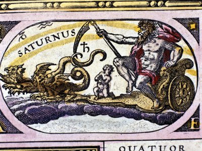 Le dieu Saturne (Cronos) sur un char tiré par deux dragons. - Unknown artist