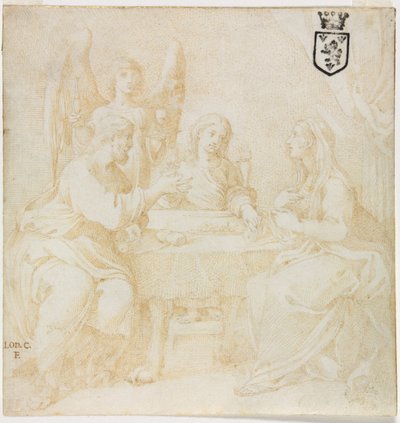 La Sainte Famille à table servie par un ange - Unknown artist