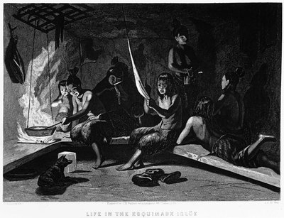 La vie des Esquimaux dans un igloo - Elisha Kent Kane, Exploration arctique dans les années 1853 - 1855, Philadelphie, Childs et Peterson - Unknown artist
