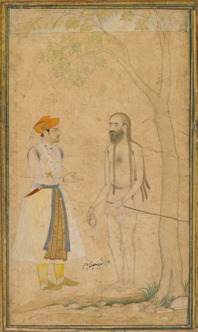 Le prince moghol Parvez et un homme saint - Unknown artist