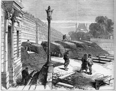 La Commune de Paris en 1871. Barricade des fédérés (communards) au coin de la rue de Rivoli et de la place de la Concorde. - Unknown artist