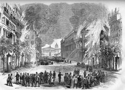 La Commune de Paris en 1871. Incendie allumé par les fédérés (communards) rue Royale pendant la semaine sanglante (22 au 28 mai) - Unknown artist