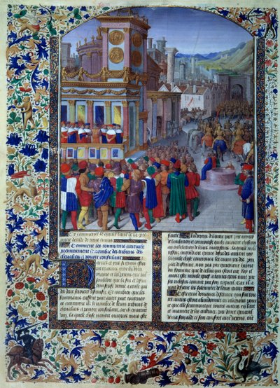 Les Romains préparent le siège de Véies en 396 av. J.-C. Miniature de l