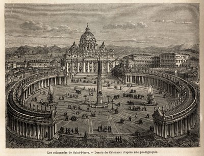Les colonnades de Saint-Pierre au Vatican, apportées par le Bernin (1598-1680) en 1655, sur un plan elliptique, devenu un lieu commun de l