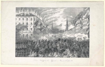 Le combat dans la Jaegerzeile à Vienne - Unknown artist