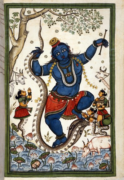 La divinité de la triade brahmanique Vishnu. Page du manuscrit (ms. 8300) "Histoire des Mogols" par Stefano Nivibus Cardeira. 18ème siècle. Bibliothèque marciana, Venise. - Unknown artist