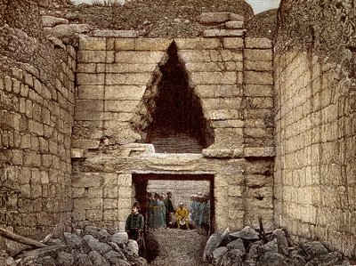 Les fouilles à Mycènes dirigées par Heinrich Schliemann (1822-1890) - La porte des lions, entrée principale de Mycènes - Unknown artist