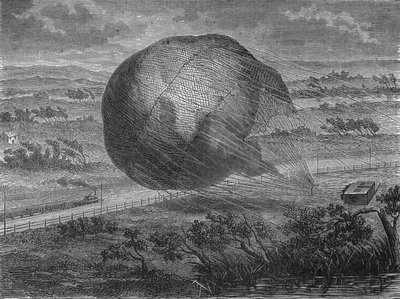 La chute du ballon « Le Géant » dans les plaines de Hanovre en 1863 avec à bord : Jules et Louis Godard, Félix Nadar, sa femme, Fernand Montgolfier et Thirion. Dans « Album de la Science », Éditions Jouvet. - Unknown artist