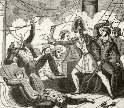 La pirate féminine abordant le navire anglais 