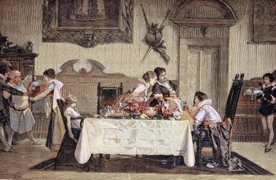 Le premier-né mâle, la sage-femme montre le nouveau-né aux autres membres de la famille - Unknown artist