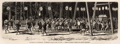 Le matsuri (fête, procession) du temple Kami de Roksamia dans les environs de Yedo (ou Edo, Tokyo actuel), le 5e jour du 5e mois de l